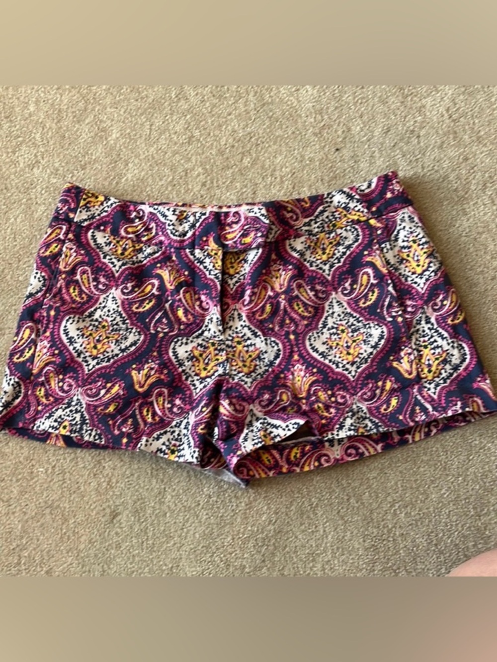 J.Crew Paisley Print Dressy Shorts Pink Navy Stretch Size 4
